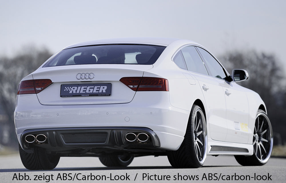 Audi A5 (B8/B81) Rieger Heckschürzenansatz  für Doppelendrohr li. u. re., (4x115x85mm oval), ABS, für Fzg. ohne S-Line Exterieur, 
inkl. Alugitter, Montagezubehör, Gutachten