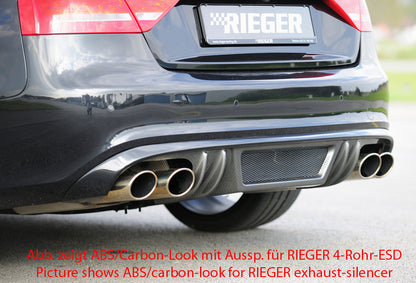 Audi A5 (B8/B81) Rieger Heckeinsatz  für orig. Endrohr li. u. re., ABS, für Fzg. mit S-Line Exterieur, 
inkl. Alugitter, Montagezubehör, Gutachten