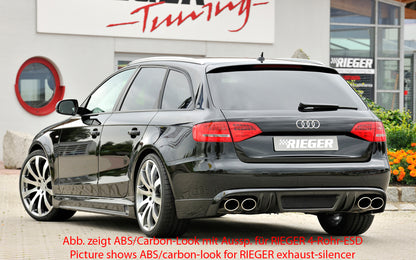 Audi A4 (B8/B81) Rieger Heckschürzenansatz  für orig. Doppelendrohr li, ABS, für Fzg. ohne S-Line Exterieur, 
inkl. Montagezubehör, Alugitter, Gutachten