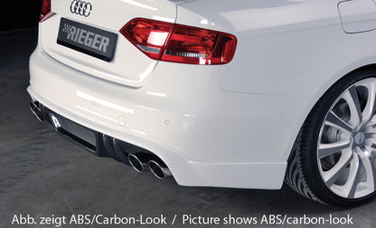 Audi A4 (B8/B81) Rieger Heckschürzenansatz  für Doppelendrohr li. u. re., (4x115x85mm oval), ABS, für Fzg. mit S-Line Exterieur, 
inkl. Alugitter, Montagezubehör, Gutachten