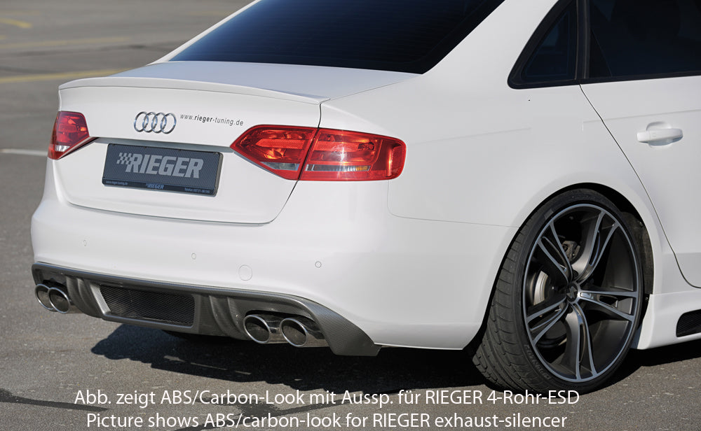 Audi A4 (B8/B81) Rieger Heckeinsatz  für orig. Doppelendrohr li, ABS, für Fzg. mit S-Line Exterieur, 
inkl. Alugitter, Montagezubehör, Gutachten