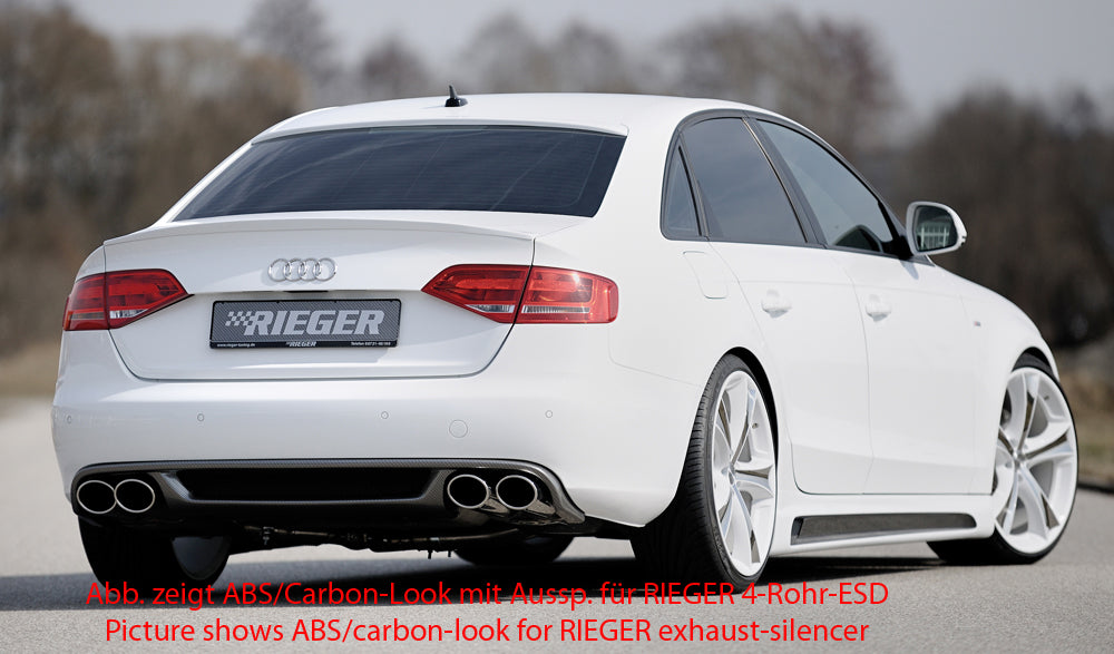 Audi A4 (B8/B81) Rieger Heckeinsatz  für orig. Doppelendrohr li, ABS, für Fzg. ohne S-Line Exterieur, 
inkl. Alugitter, Montagezubehör, Gutachten