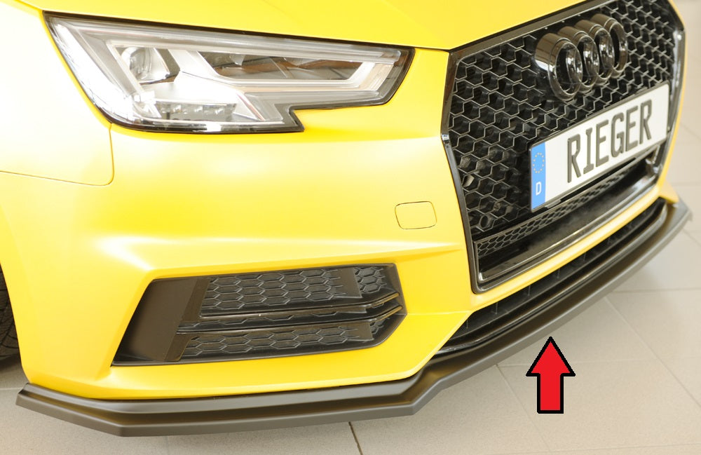 Audi A4 (B9/F4) Rieger Spoilerschwert für orig. Frontschürze, ABS, für Fzg. mit S-Line Exterieur, 
inkl. Montagezubehör, ABE