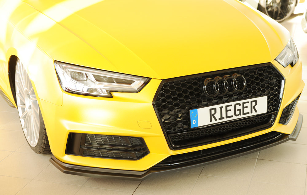 Audi A4 (B9/F4) Rieger Spoilerschwert für orig. Frontschürze, ABS, für Fzg. mit S-Line Exterieur, 
inkl. Montagezubehör, ABE