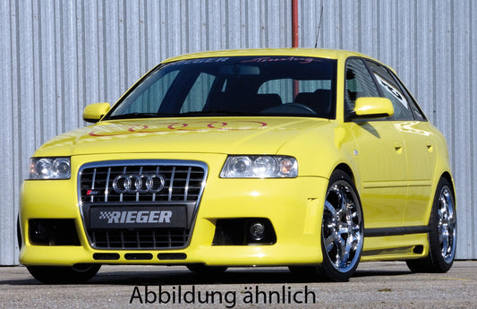 Audi A3 (8L) Rieger Spoilerstoßstange R-Frame  -> für original A6 Grill mit Lüftungsschlitzen, mit Halter f. orig. NSW, ABS, 
inkl. Alugitter, Montagezubehör, ABE