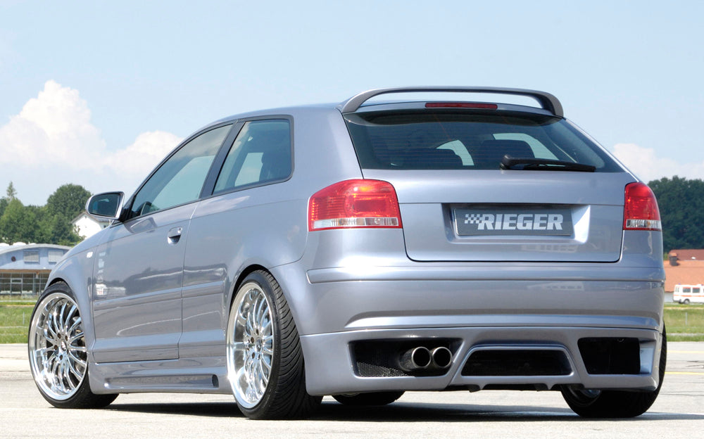 Audi A3 (8P) Rieger Heckansatz   nicht für S3, nicht für Sportback ABS, 
inkl. Alugitter, Montagezubehör, ABE