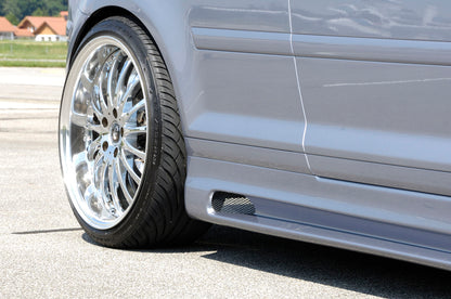 Audi A3 (8P) Rieger Seitenschweller  links, mit Schacht, mit Ausschnitt, ABS, für Fzg. mit S-Line Exterieur und ohne S-Line Exterieur, 
inkl. Alugitter, Montagezubehör, Gutachten