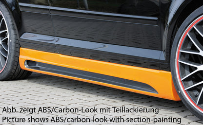 Audi A3 (8P) Rieger Seitenschweller  links, mit Schacht, mit Ausschnitt, ABS, für Fzg. mit S-Line Exterieur und ohne S-Line Exterieur, 
inkl. Alugitter, Montagezubehör, Gutachten