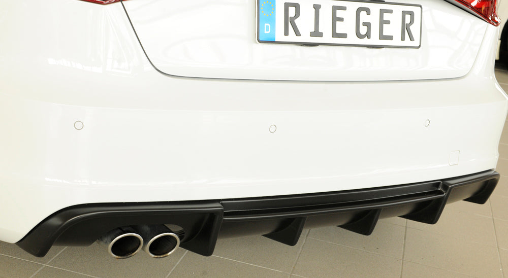 Audi A3 (8V) Rieger Heckeinsatz  für Doppelendrohr li., ABS, für Fzg. mit S-Line Exterieur, 
inkl. Montagezubehör, Gutachten