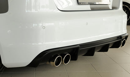 Audi A3 (8V) Rieger Heckeinsatz  für Doppelendrohr li. u. re., (4x90mm ø), ABS, für Fzg. mit S-Line Exterieur, 
inkl. Montagezubehör, Gutachten