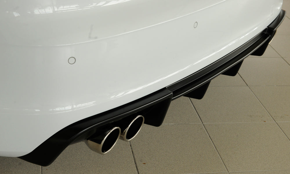 Audi A3 (8V) Rieger Heckeinsatz  für Doppelendrohr li. u. re., (4x90mm ø), ABS, für Fzg. mit S-Line Exterieur, 
inkl. Montagezubehör, Gutachten