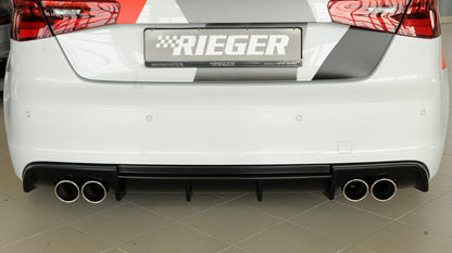 Audi A3 (8V) Rieger Heckeinsatz  für Doppelendrohr li. u. re., (4x90mm ø), ABS, für Fzg. mit S-Line Exterieur, 
inkl. Montagezubehör, Gutachten