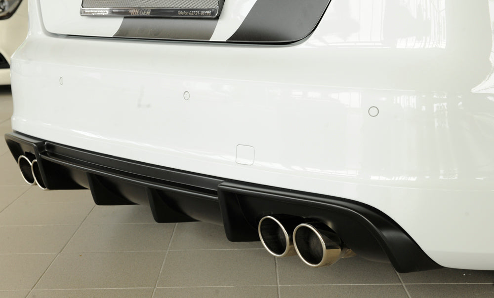 Audi A3 (8V) Rieger Heckeinsatz  für Doppelendrohr li. u. re., (4x90mm ø), ABS, für Fzg. mit S-Line Exterieur, 
inkl. Montagezubehör, Gutachten