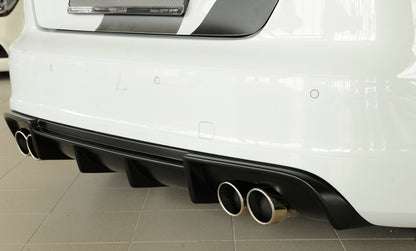 Audi A3 (8V) Rieger Heckeinsatz  für Doppelendrohr li. u. re., (4x90mm ø), ABS, für Fzg. mit S-Line Exterieur, 
inkl. Montagezubehör, Gutachten