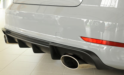 Audi A3 (8V) Rieger Heckeinsatz  für Sportendrohr li. u. re., (152x95mm oval), ABS, für Fzg. mit S-Line Exterieur, 
inkl. Montagezubehör, Gutachten