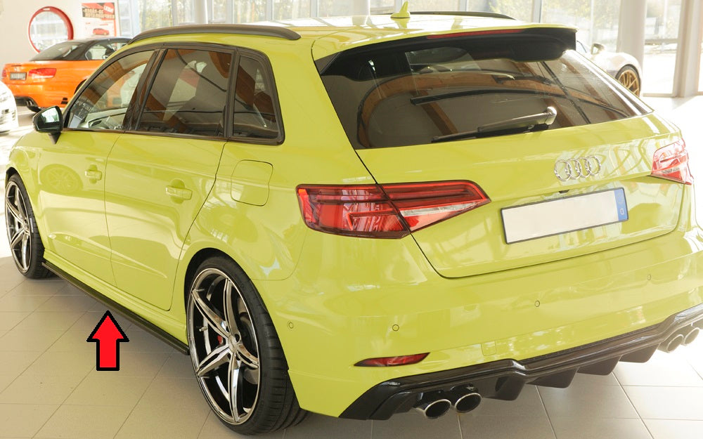 Audi A3 (8V) Rieger Seitenschwelleransatz für S-Line-Schweller / S3-Schweller links, für orig. Seitenschweller, ABS, für Fzg. mit S-Line Exterieur, 
inkl. Montagezubehör, Gutachten
