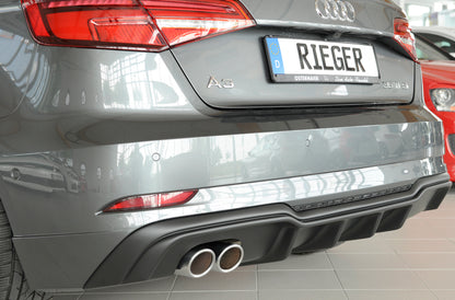 Audi A3 (8V) Rieger Heckeinsatz  für Doppelendrohr li., ABS, für Fzg. mit S-Line Exterieur, 
inkl. Montagezubehör, Gutachten