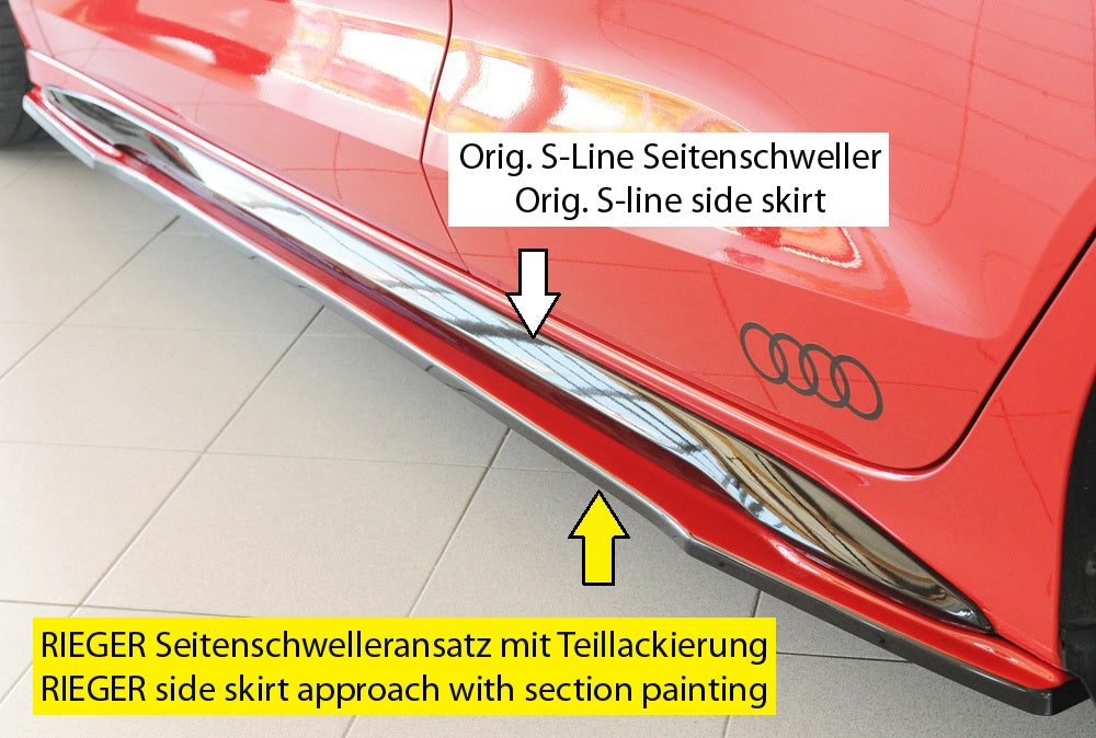 Audi A3 (GY) Rieger Seitenschwelleransatz links, für orig. Seitenschweller, ABS, für Fzg. mit S-Line Exterieur, 
inkl. Mon...
