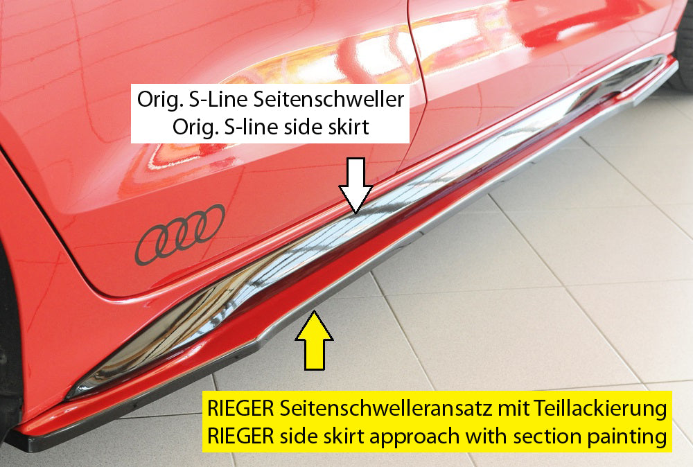 Audi A3 (GY) Rieger Seitenschwelleransatz rechts, für orig. Seitenschweller, ABS, für Fzg. mit S-Line Exterieur, 
inkl. Mo...