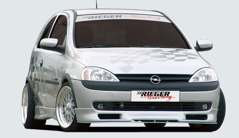 Opel Corsa C Rieger Spoilerschwert   für Spoilerlippe 58910 gerade Version, für Spoilerlippe, ABS, 
inkl. Montagezubehör, Gutachten