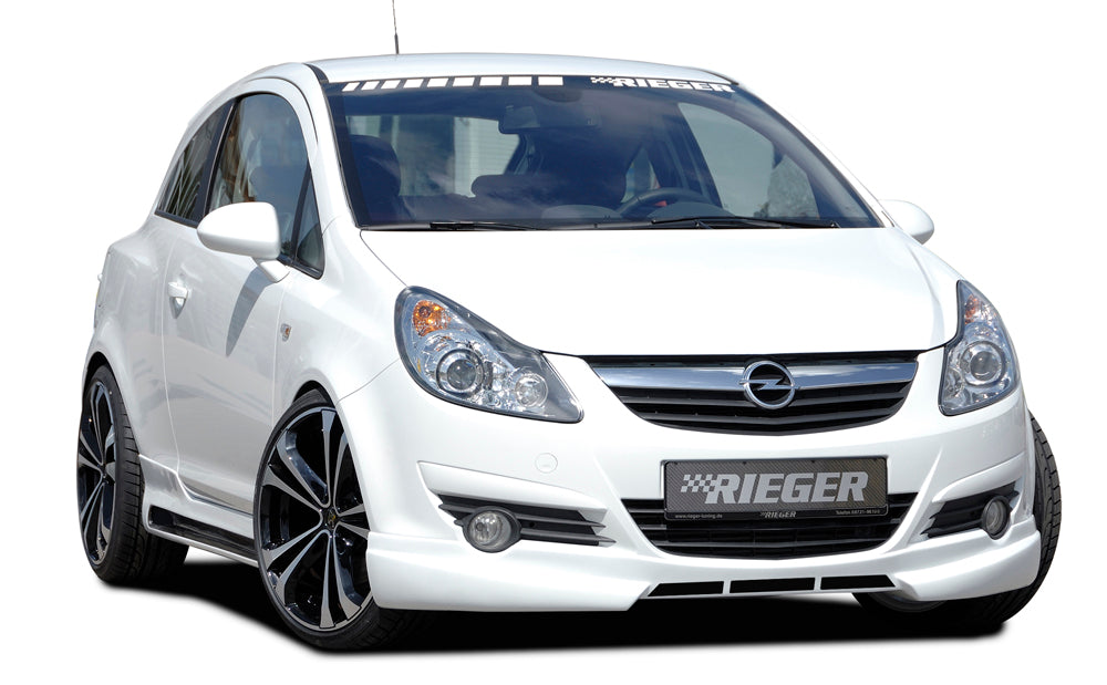Opel Corsa D Rieger Spoilerlippe  mit zusätzlichen Lüftungsschlitzen, ABS, 
inkl. Alugitter, Montagezubehör, ABE