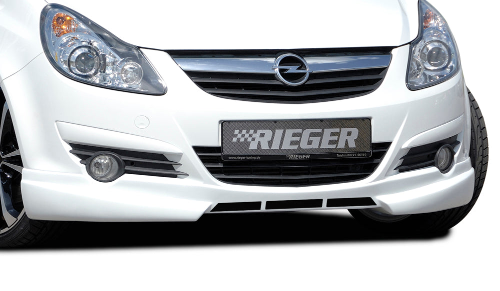 Opel Corsa D Rieger Spoilerlippe  mit zusätzlichen Lüftungsschlitzen, ABS, 
inkl. Alugitter, Montagezubehör, ABE