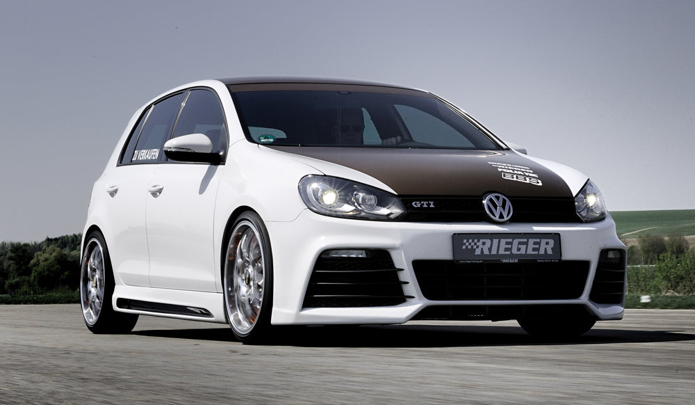 VW Golf 6 Rieger Spoilerstoßstange   inkl Lufteinlassblenden li/re ABS/schwarz glänzend orig. Nebelscheinwerfer entfallen, ABS, 
inkl. Montagezubehör, ABE