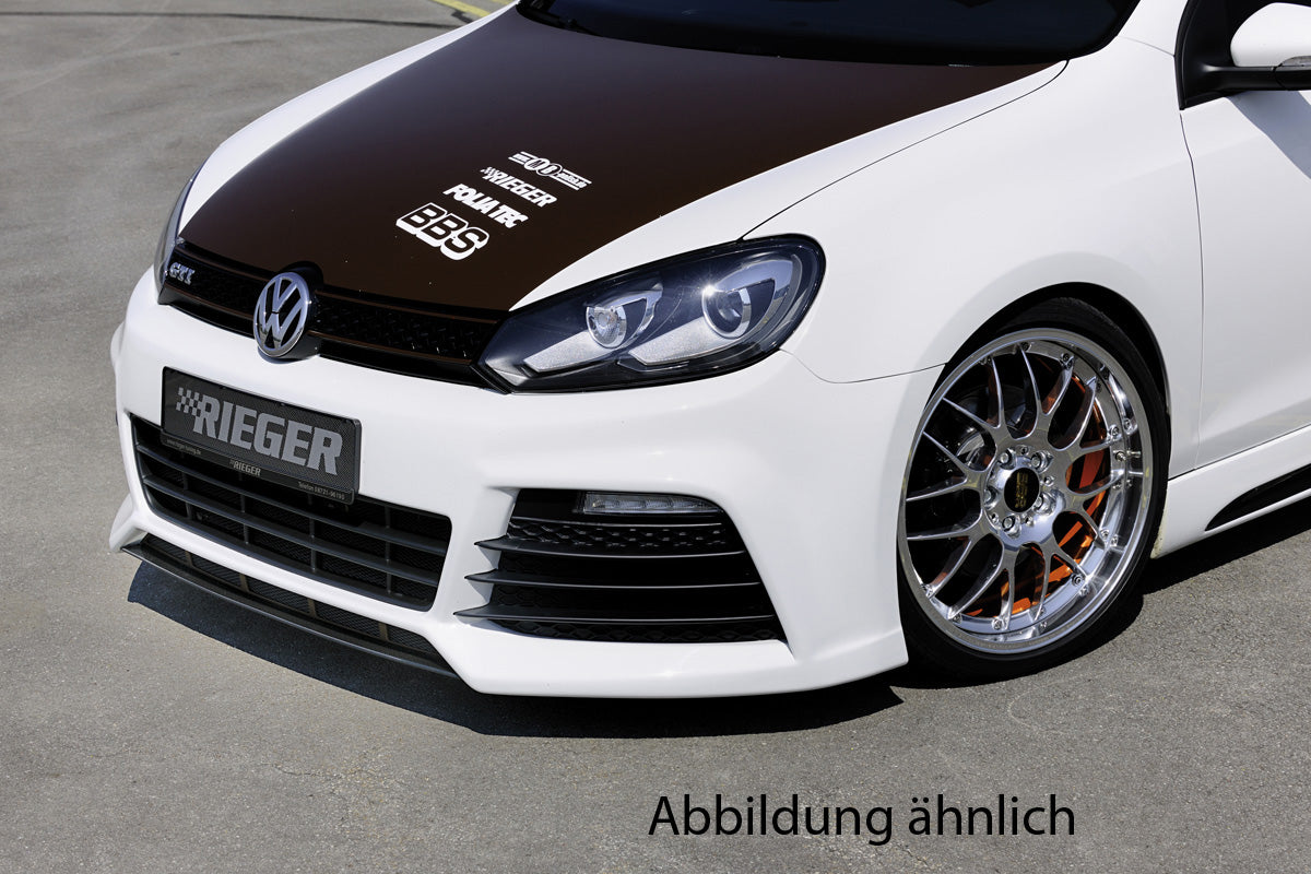 VW Golf 6 Rieger Spoilerstoßstange   inkl Lufteinlassblenden li/re ABS/schwarz glänzend orig. Nebelscheinwerfer entfallen, ABS, für Fzg. mit Scheinwerferreinigungsanlage, 
inkl. Montagezubehör, ABE