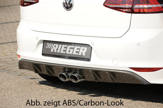 VW Golf 7 Rieger Heckeinsatz für R-Line Heckschürze für Remus-ESD  00322578 (ohne Gutachten) für Doppelendrohr mittig, (2x93x74mm oval), ABS, für Fzg. mit R-Line Exterieur, 
inkl. Montagezubehör, ABE, Gutachten