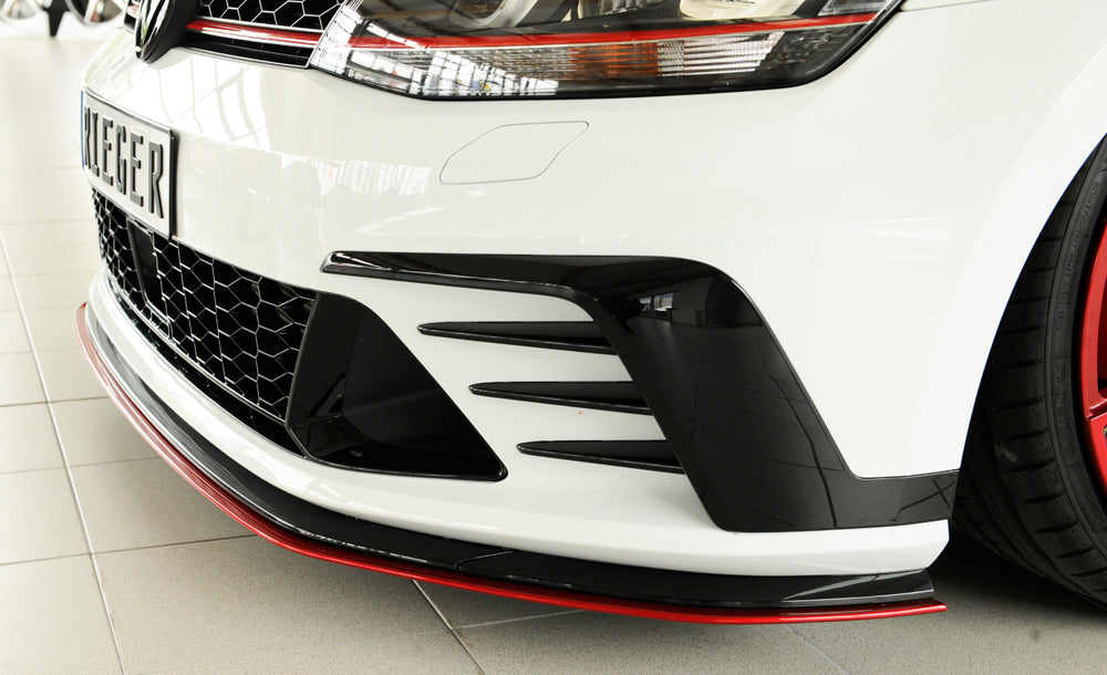 VW Golf 7 GTI Clubsport Rieger Spoilerschwert nur für GTI Clubsport für orig. Frontschürze für orig. Frontschürze, ABS, 
inkl. Montagezubehör, ABE