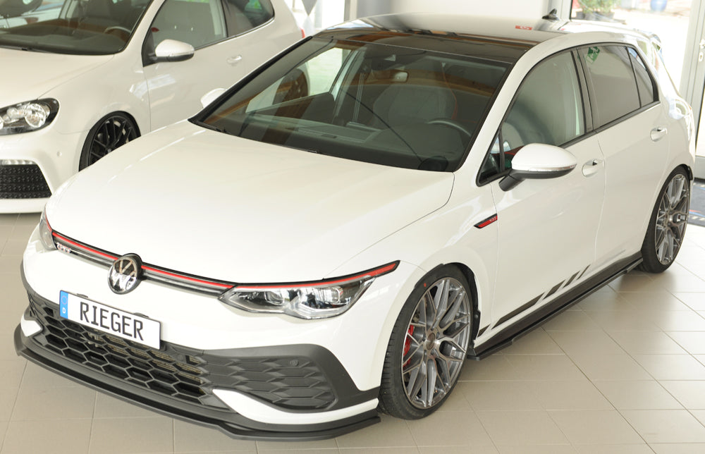 VW Golf 8 GTI Clubsport Rieger Spoilerschwert nur für GTI Clubsport für orig. Frontschürze, ABS, 
inkl. Montagezubehör, ABE