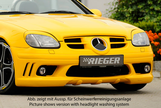 Mercedes SLK (R170) Rieger Spoilerstoßstange (orig. NSW passen nicht mehr) mit seitlichen Rippen, offen, ABS, für Fzg. mit NSW, 
inkl. Alugitter, Montagezubehör, ABE