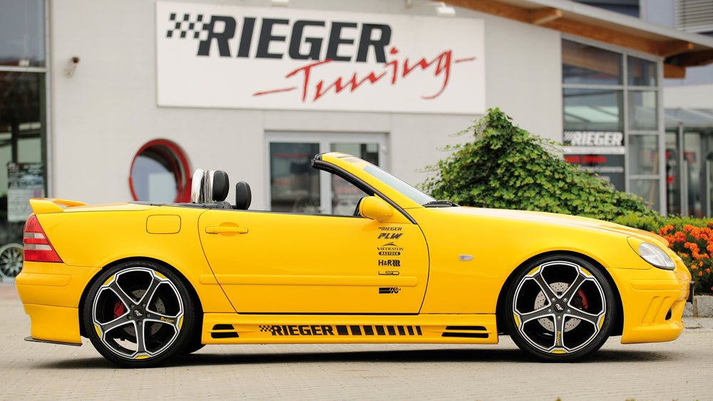 Mercedes SLK (R170) Rieger Seitenschweller  rechts, mit Schacht und 2 Ausschnitten, ABS, 
inkl. Alugitter, Gutachten, Montagezubehör