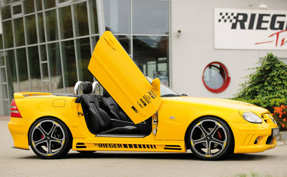 Mercedes SLK (R170) Rieger Seitenschweller  rechts, mit Schacht und 2 Ausschnitten, ABS, 
inkl. Alugitter, Gutachten, Montagezubehör