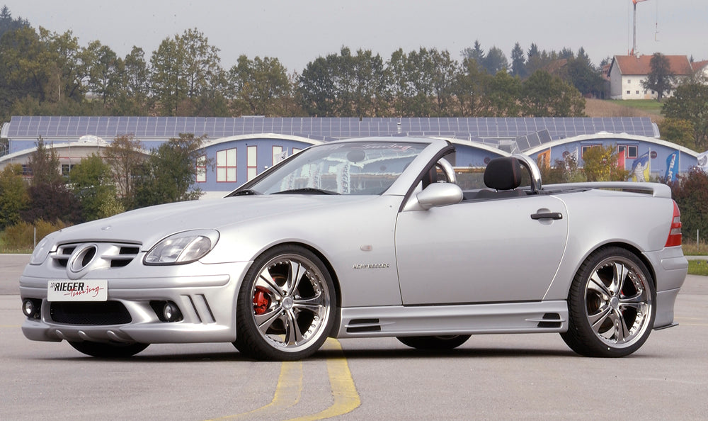 Mercedes SLK (R170) Rieger Seitenschweller  rechts, mit Schacht und 2 Ausschnitten, ABS, 
inkl. Alugitter, Gutachten, Montagezubehör