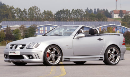 Mercedes SLK (R170) Rieger Seitenschweller  rechts, mit Schacht und 2 Ausschnitten, ABS, 
inkl. Alugitter, Gutachten, Montagezubehör