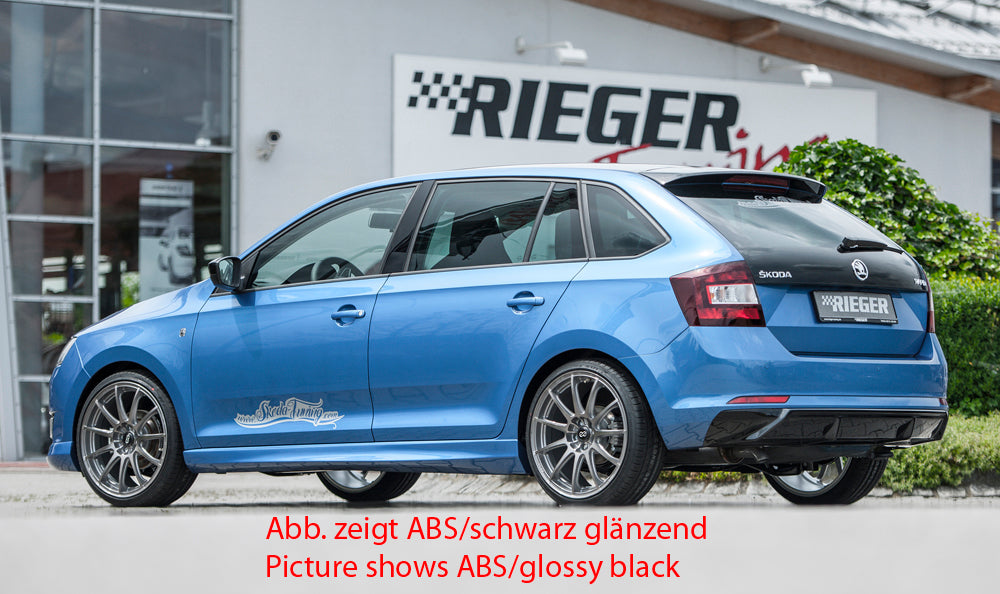 Skoda Rapid (NH) Rieger Heckeinsatz  für orig. Endschalldämpfer, ABS, für Fzg. mit Anhängekupplung, 
inkl. Montagezubehör, Gutachten