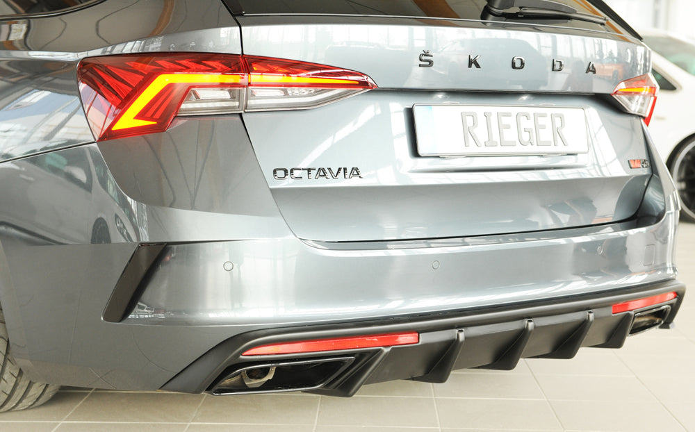 Skoda Octavia RS (NX) Rieger Heckeinsatz (für Fzg. mit AHK) für orig. Endrohrblende li. u. re., ABS, für Fzg. mit Anhängek...