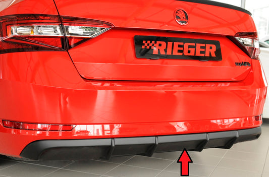 Skoda Superb III (3T/3V) Rieger Heckeinsatz ohne Aussparung für Endrohrblenden ABS, für Fzg. mit Einparkhilfe (PDC), 
inkl. Montagezubehör, Gutachten