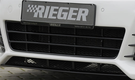 VW Golf 6 Rieger Lüftungsgitter  mittig, für Spoilerstoßstange, ABS, schwarz glänzend, 
inkl. Alugitter, Montagezubehör