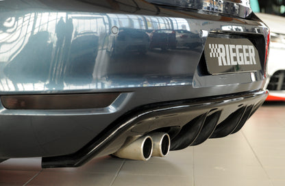 VW Golf 6 Rieger Heckeinsatz mit 2 Doppelfinnen  für orig. Doppelendrohr li, ABS, schwarz glänzend, 
inkl. Montagezubehör, Gutachten
