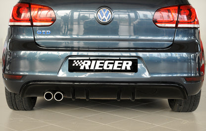 VW Golf 6 Rieger Heckeinsatz mit 2 Doppelfinnen  für orig. Doppelendrohr li, ABS, schwarz glänzend, 
inkl. Montagezubehör, Gutachten