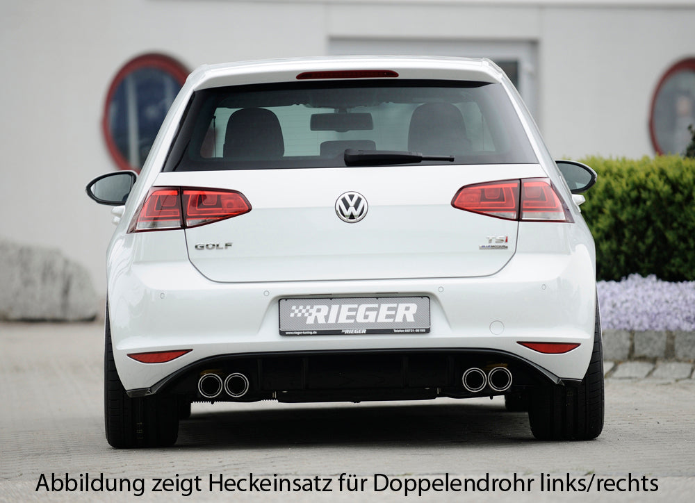 VW Golf 7 Rieger Heckeinsatz  für Doppelendrohr mittig, ABS, schwarz glänzend, 
inkl. Montagezubehör, Gutachten