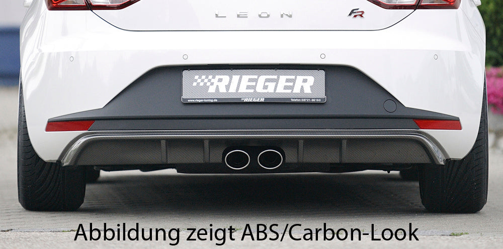 Seat Leon FR (5F) Rieger Heckeinsatz  für Doppelendrohr mittig, ABS, schwarz glänzend, 
inkl. Montagezubehör, Gutachten