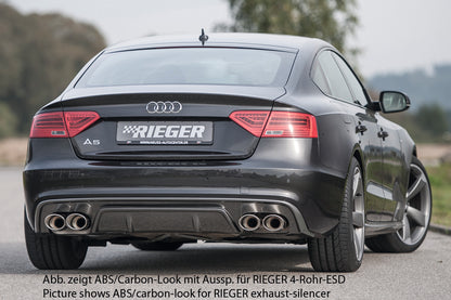 Audi A5 (B8/B81) Rieger Heckeinsatz  für orig. Doppelendrohr li, ABS, schwarz glänzend, für Fzg. mit S-Line Exterieur, 
inkl. Montagezubehör, Gutachten