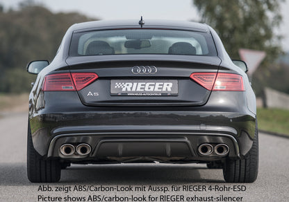 Audi A5 (B8/B81) Rieger Heckeinsatz  für orig. Doppelendrohr li, ABS, schwarz glänzend, für Fzg. mit S-Line Exterieur, 
inkl. Montagezubehör, Gutachten
