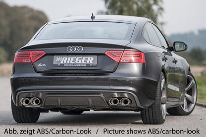 Audi A5 (B8/B81) Rieger Heckeinsatz  für Doppelendrohr li. u. re., (115x85mm oval), ABS, schwarz glänzend, für Fzg. mit S-Line Exterieur, 
inkl. Montagezubehör, Gutachten