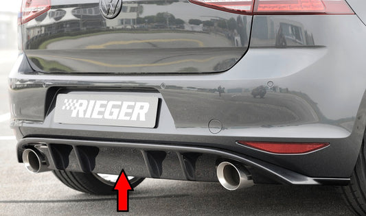 VW Golf 7 Rieger Heckeinsatz  für Sportendrohr li. u. re., (100mm ø), ABS, schwarz glänzend, 
inkl. Montagezubehör, Gutachten