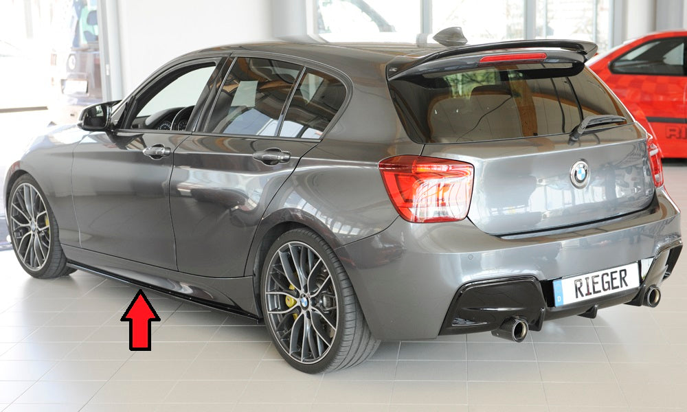 BMW 1er F20  (1K4) Rieger Seitenschwelleransatz nur für M-Paket-Schweller links, ABS, schwarz glänzend, für Fzg. mit M-Technik, 
inkl. Montagezubehör, Gutachten