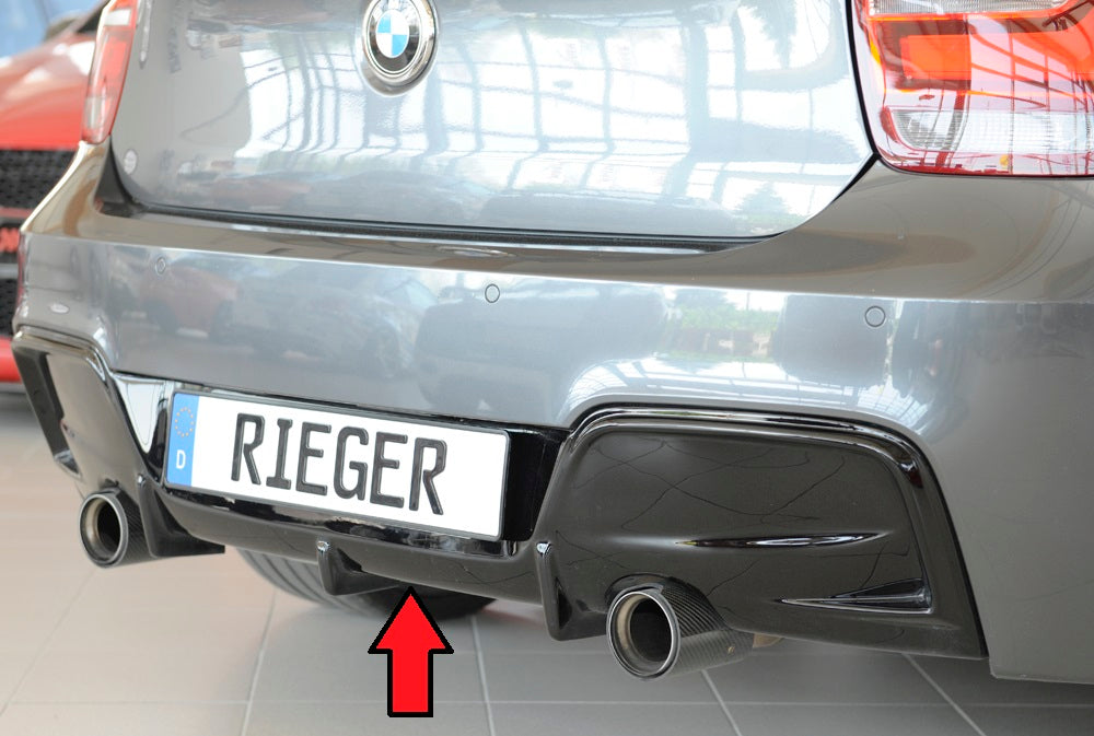 BMW 1er F20  (1K4) Rieger Heckeinsatz nur für M-Paket-Heckschürze, nur 135i für orig. Endrohr li. u. re., ABS, schwarz glänzend, für Fzg. mit M-Technik, 
inkl. Montagezubehör, Gutachten